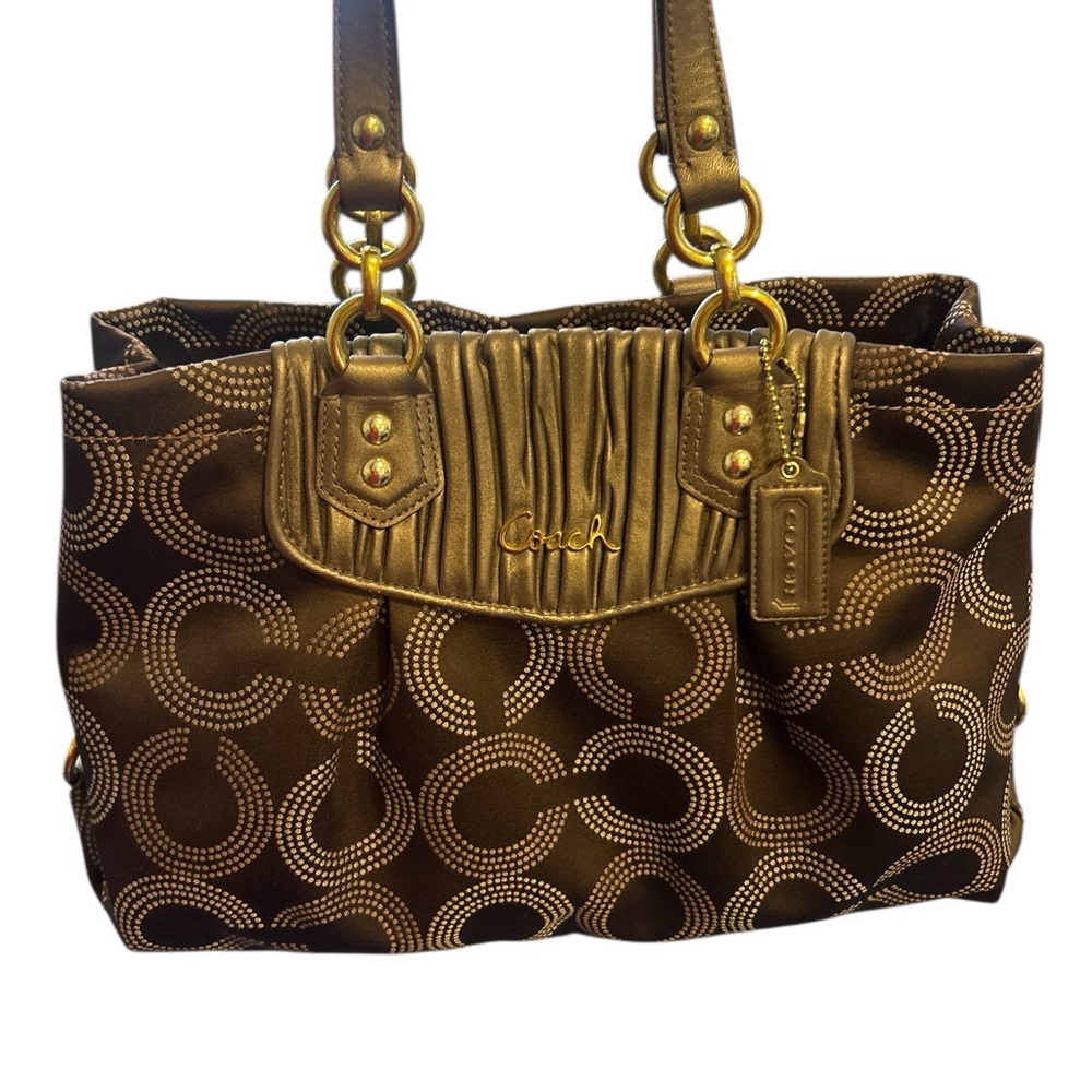 Coach Dark Brown Patterned Shoulder Bag